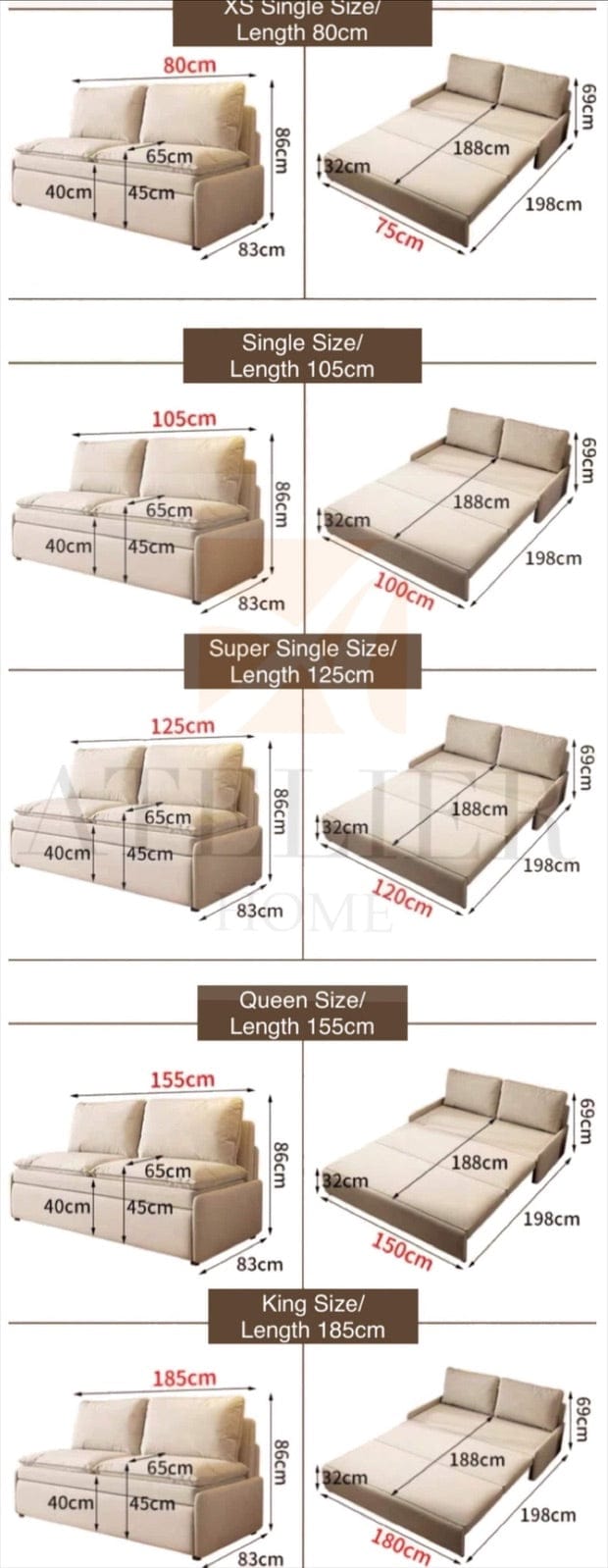 Home Atelier Leah Scratch Resistant Pull-out Storage Sofa Bed