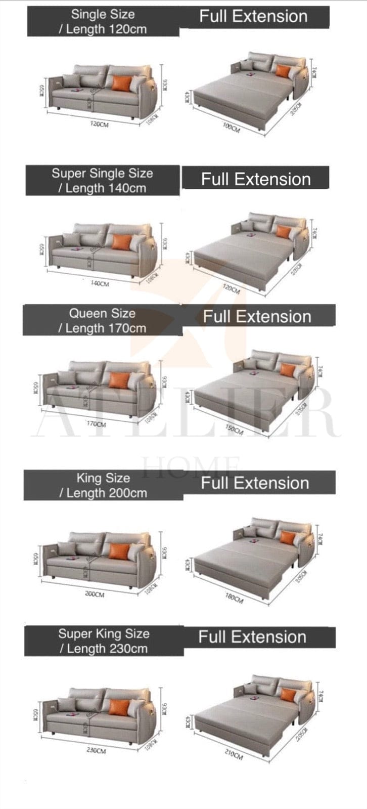 Home Atelier Leonard Electric Sofa Bed