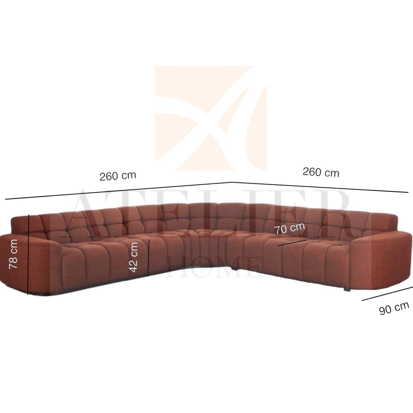Home Atelier Lewis Performance Boucle Sectional Sofa with Tuftings
