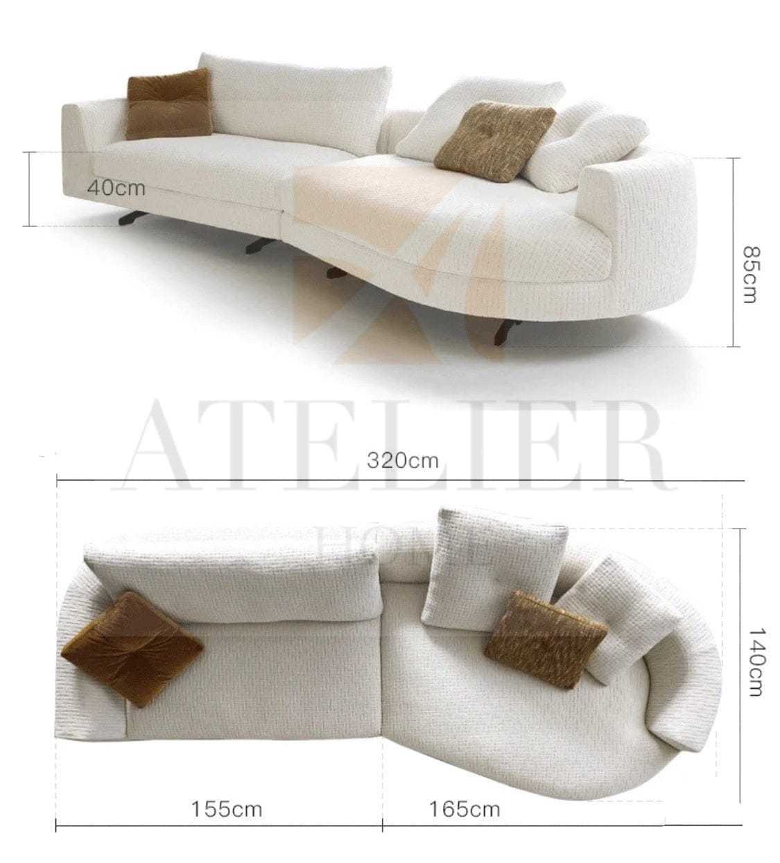 Home Atelier Lincoln Sectional Curve Sofa
