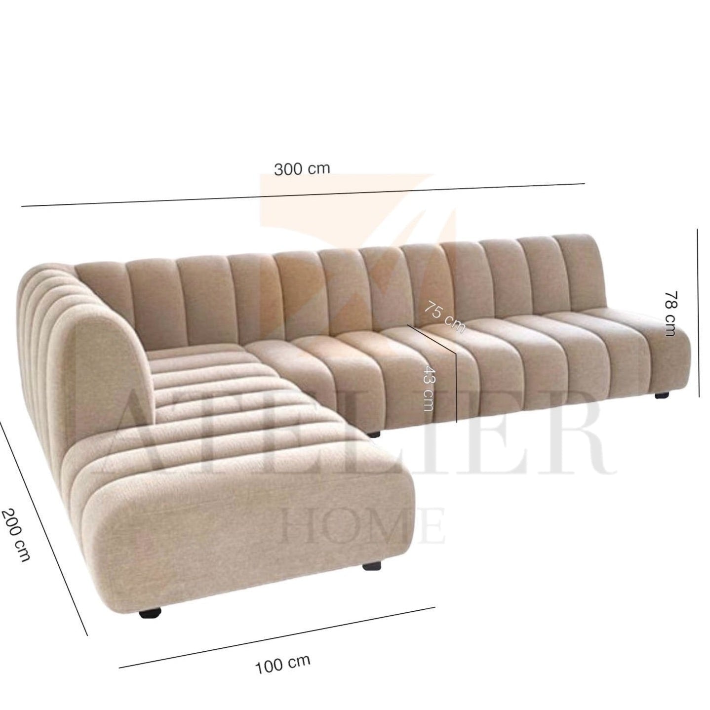 Home Atelier Lint Sectional Scratch Resistant Sofa