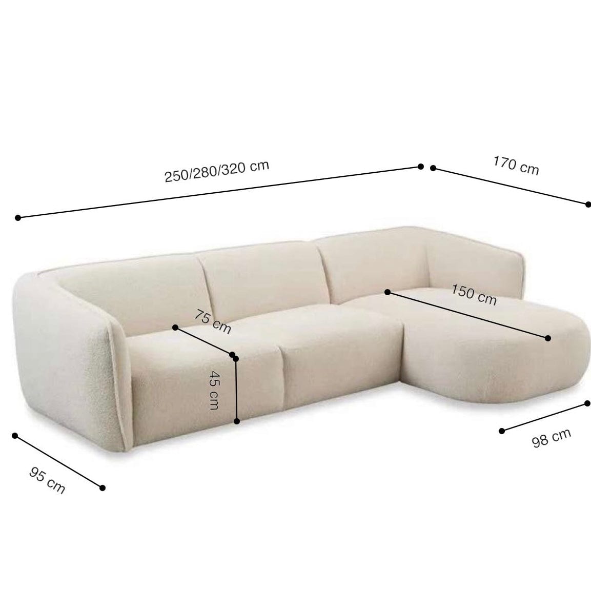 Home Atelier Lourve Sectional Curve Chaise Sofa