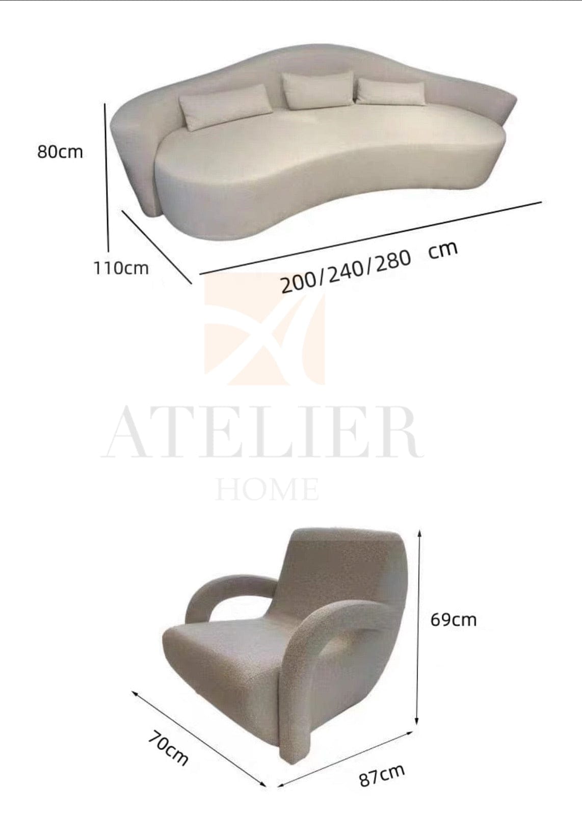 Home Atelier Luidore Performance Boucle Curve Sofa