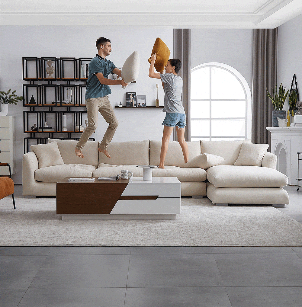 Home Atelier Maison Performance Boucle Sectional Sofa with Tufted Cushioning