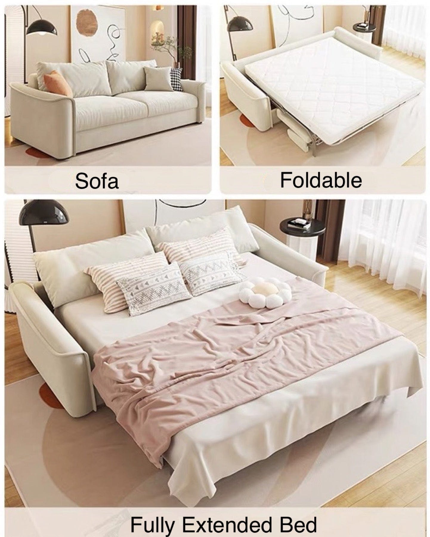 Home Atelier Matt Foldable Sofa Bed with Mattress