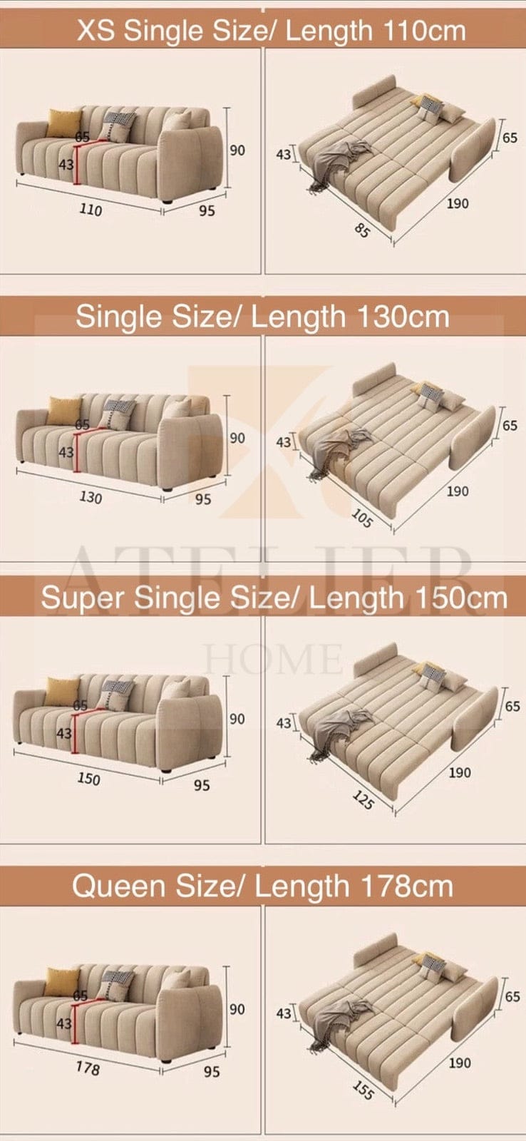 Home Atelier Mattia Electric Sofa Bed