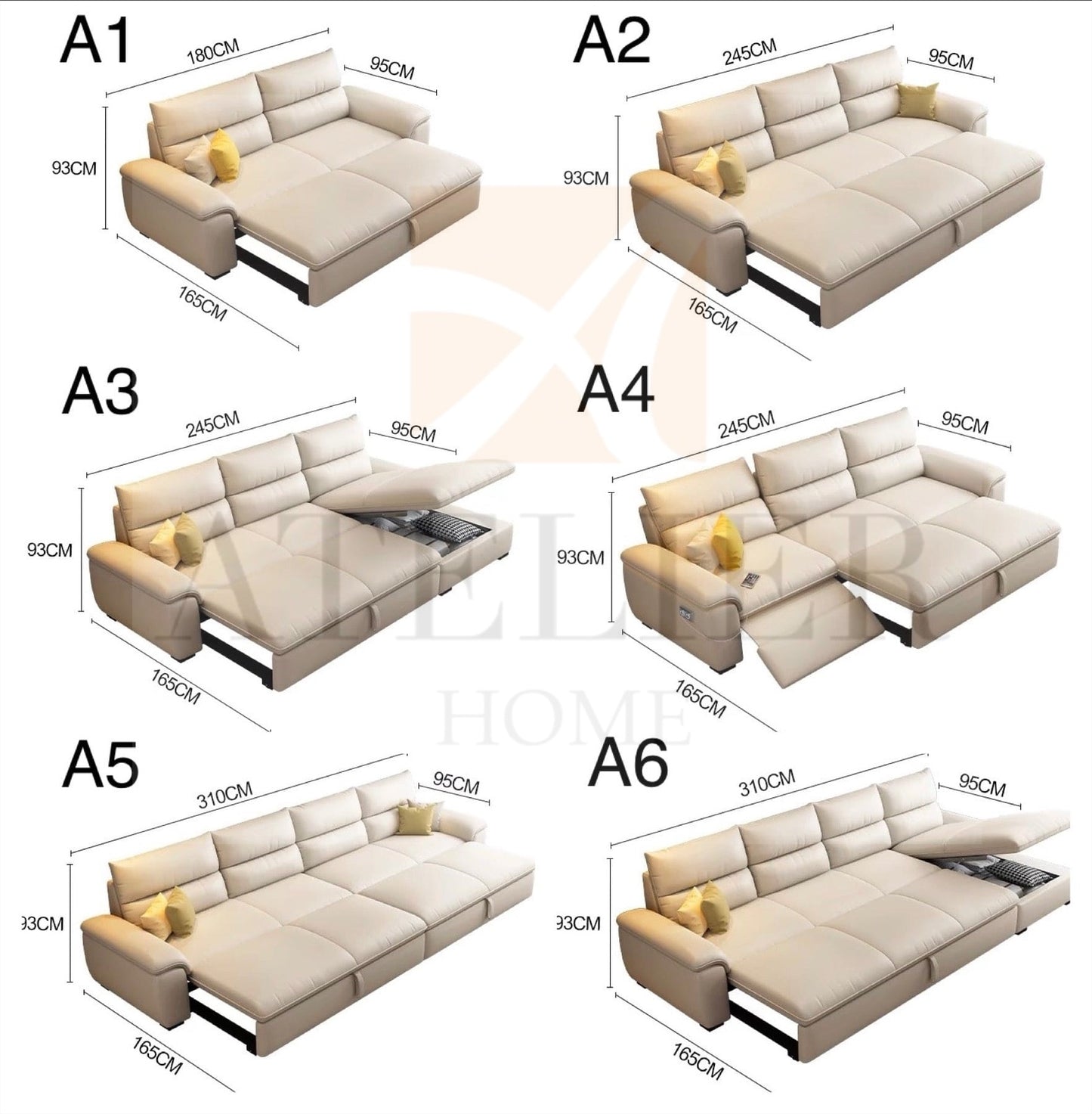 Home Atelier Maurice Electric Recliner Leather Sofa Bed