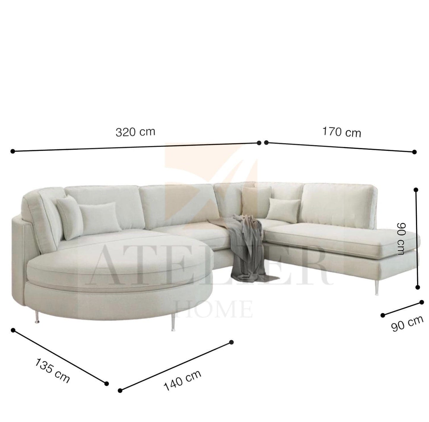 Home Atelier Maxim Scratch Resistant Sectional Sofa