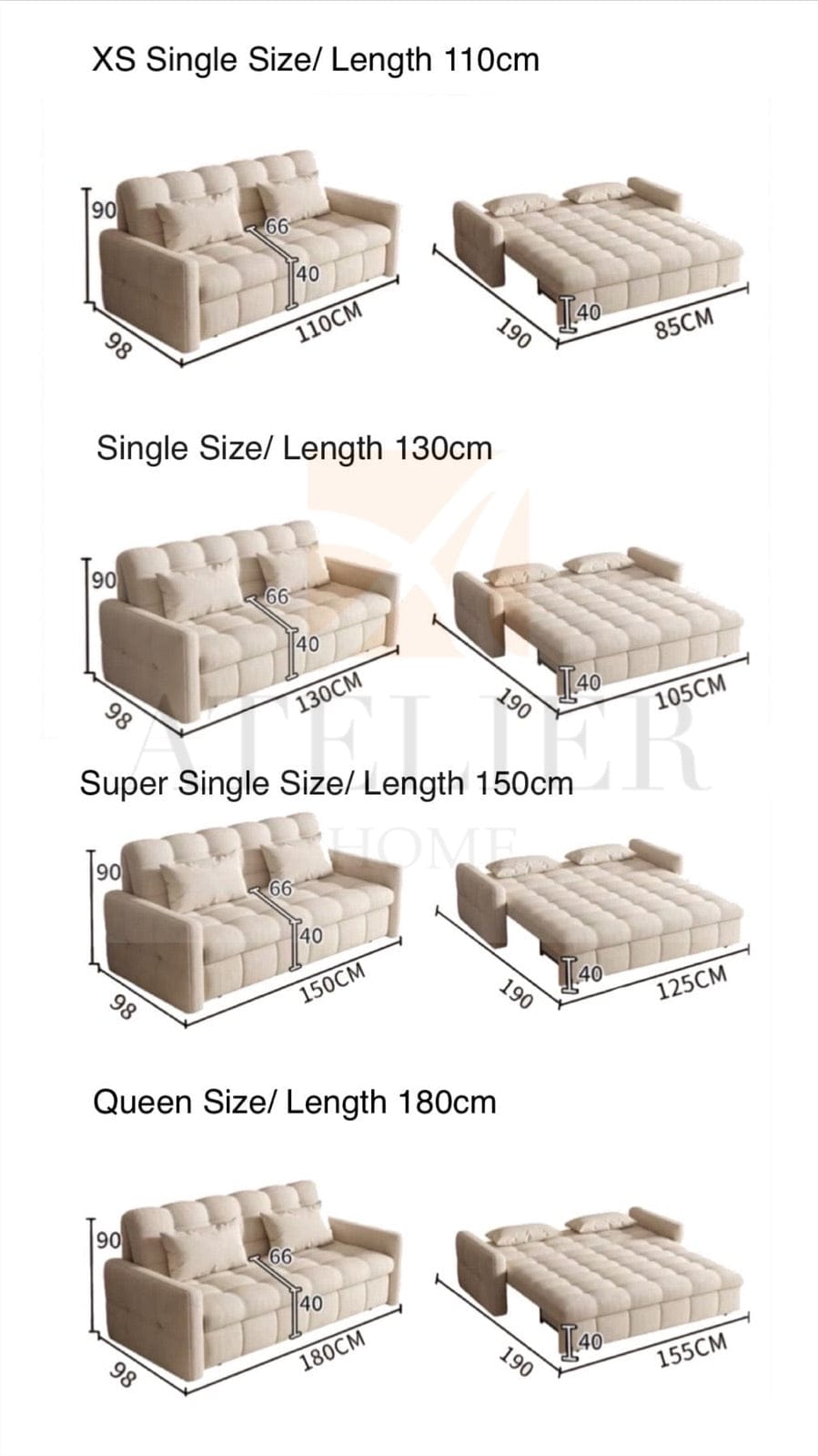 Home Atelier Megan Electric Sofa Bed