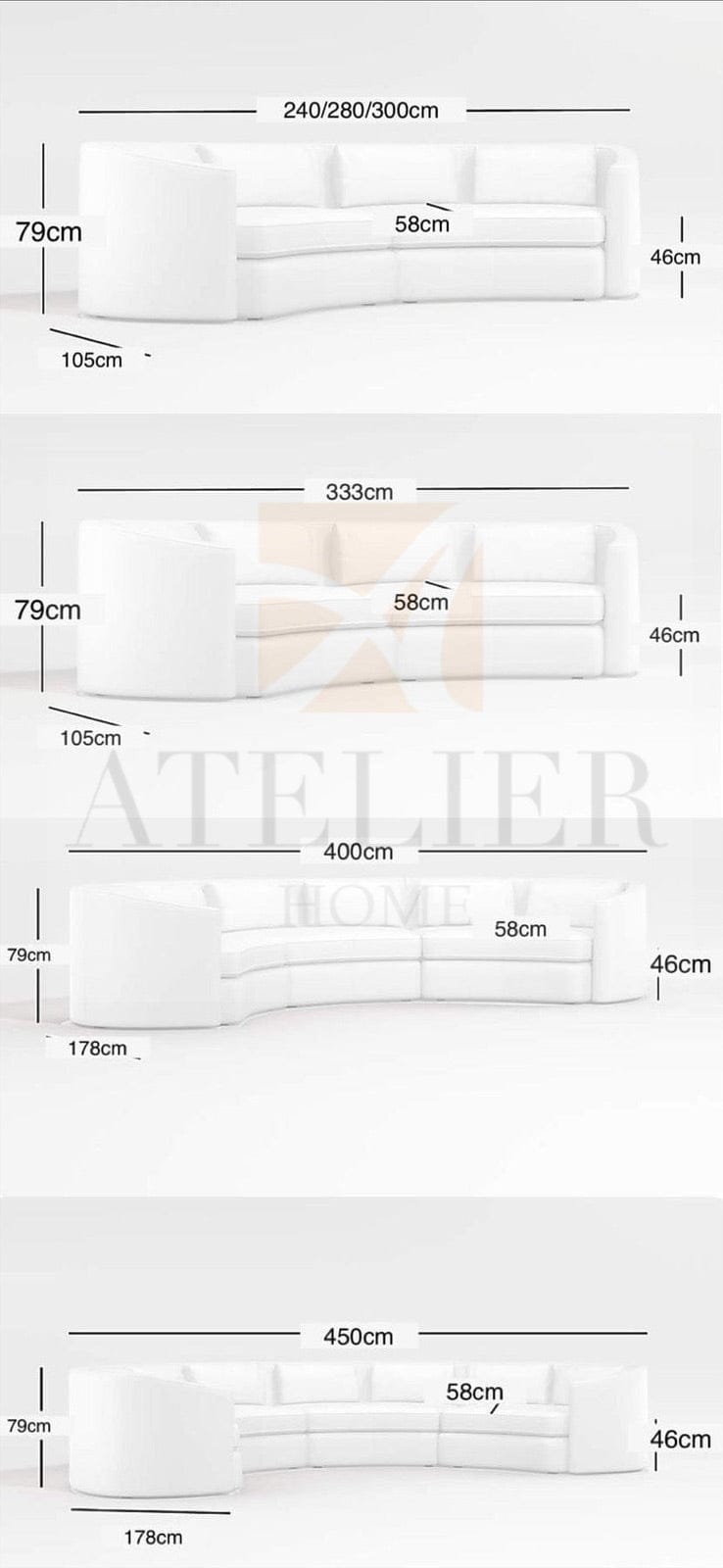 Home Atelier Melanie Performance Boucle Curve Sofa