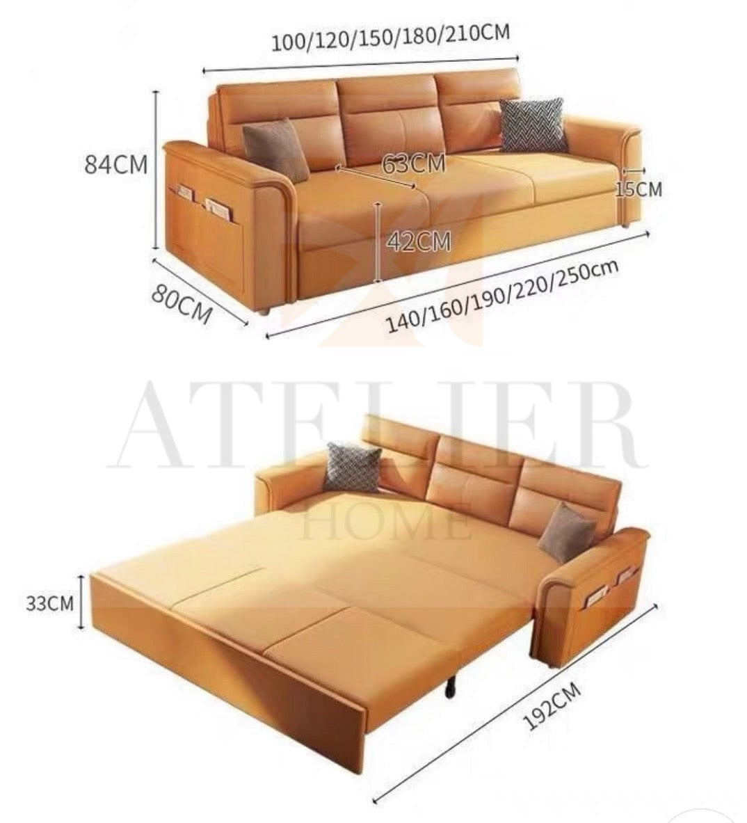 Home Atelier Melson Electric Motorized Leather Sofa Bed