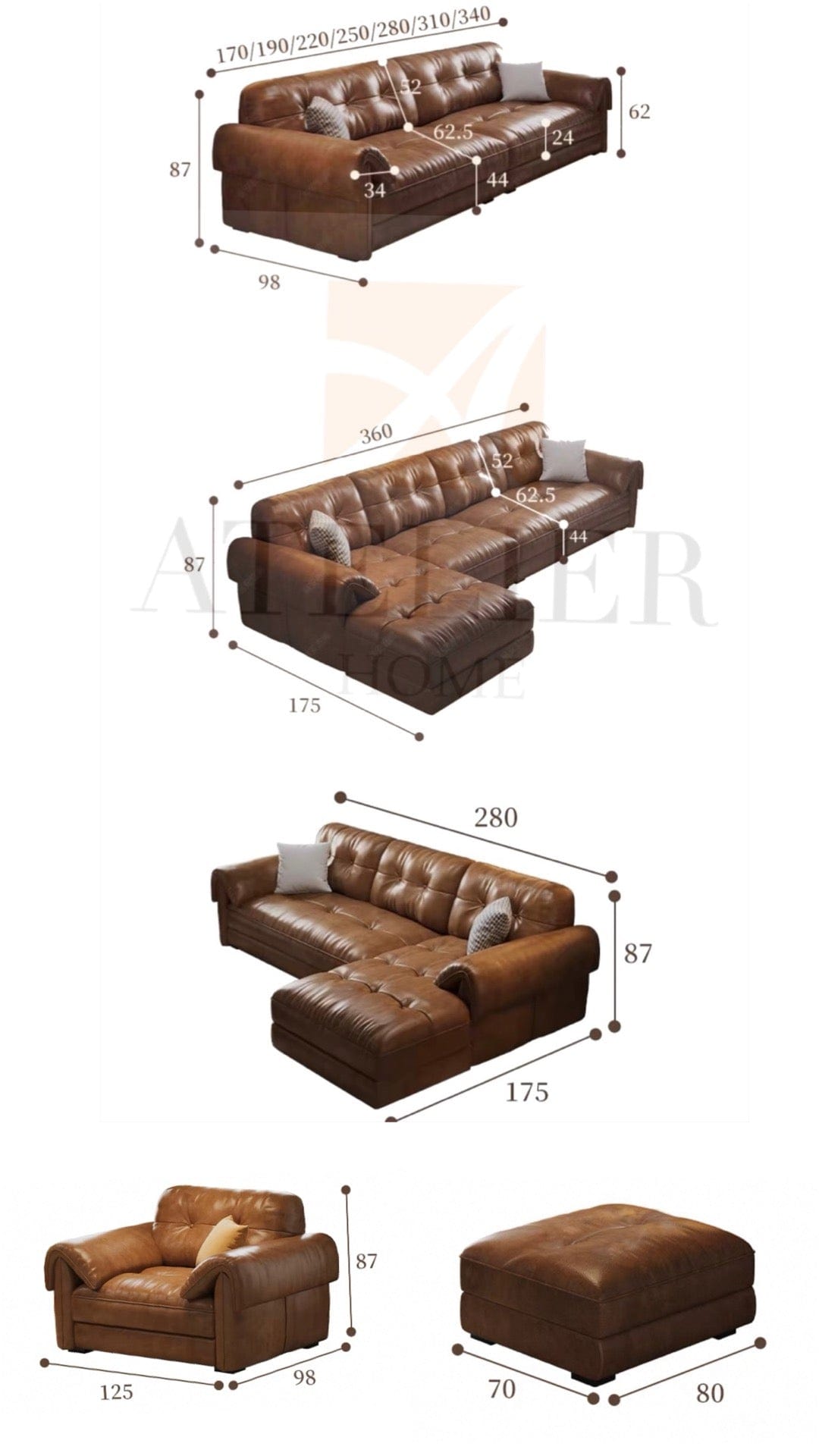 Home Atelier Melvin Sectional Leather Sofa