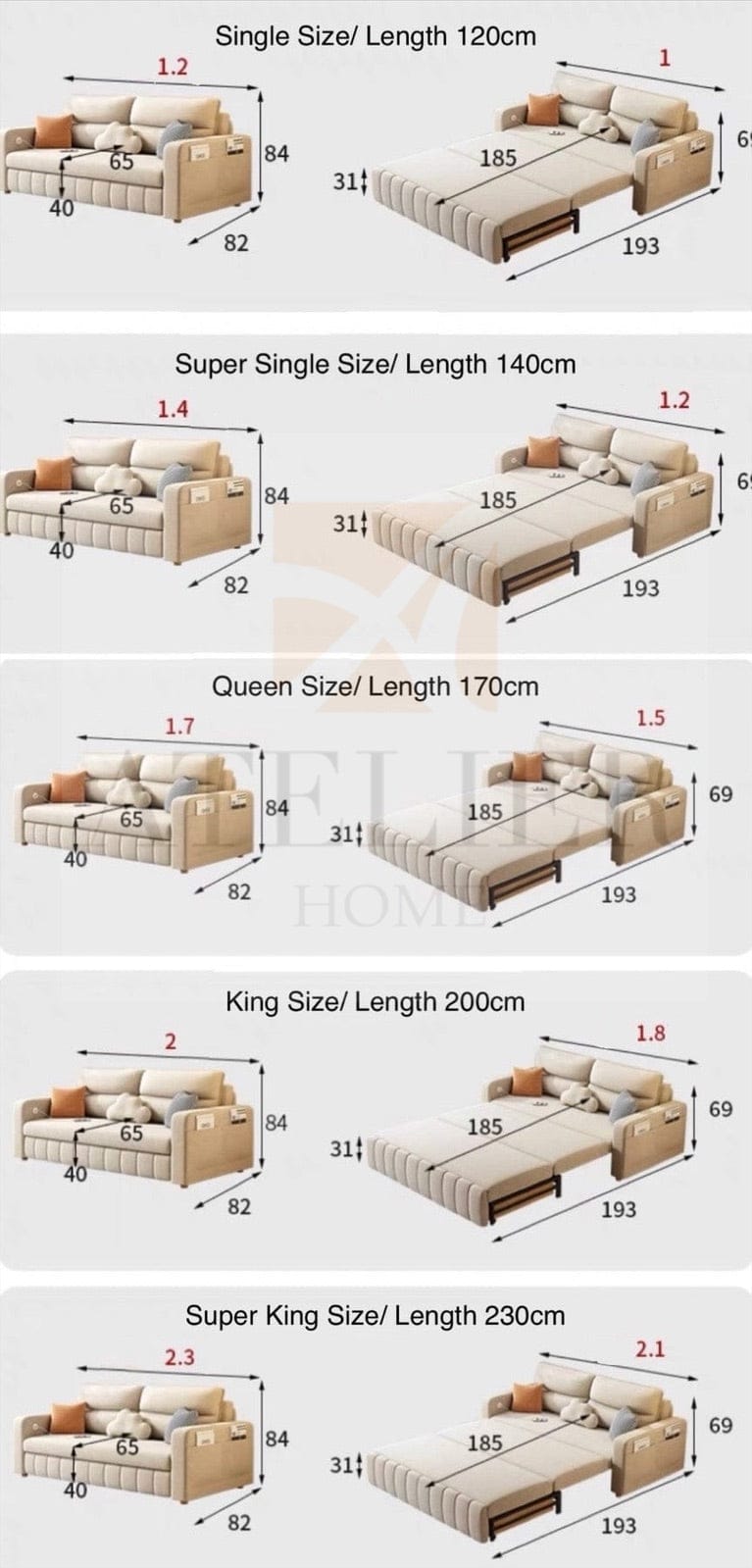 Home Atelier Mervin Scratch Resistant Storage Sofa Bed