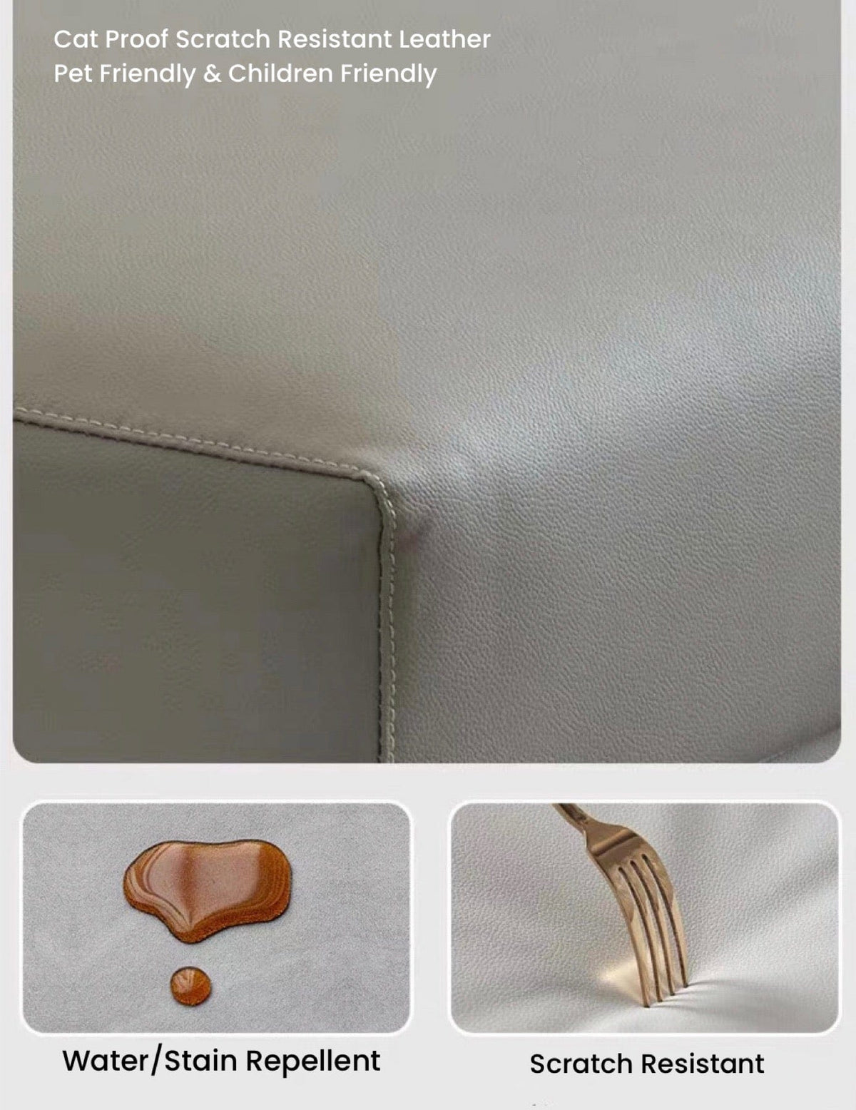 Home Atelier Cat Proof Scratch Resistant Leather / Length 200cm Non L-shape/Queen Monaco Scratch Resistant Sectional Sofa Bed