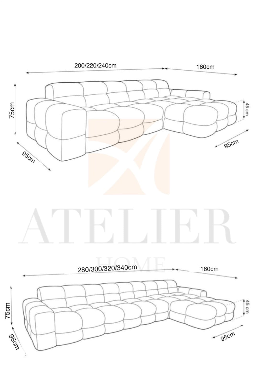 Home Atelier Monet Scratch Resistant Sectional Sofa