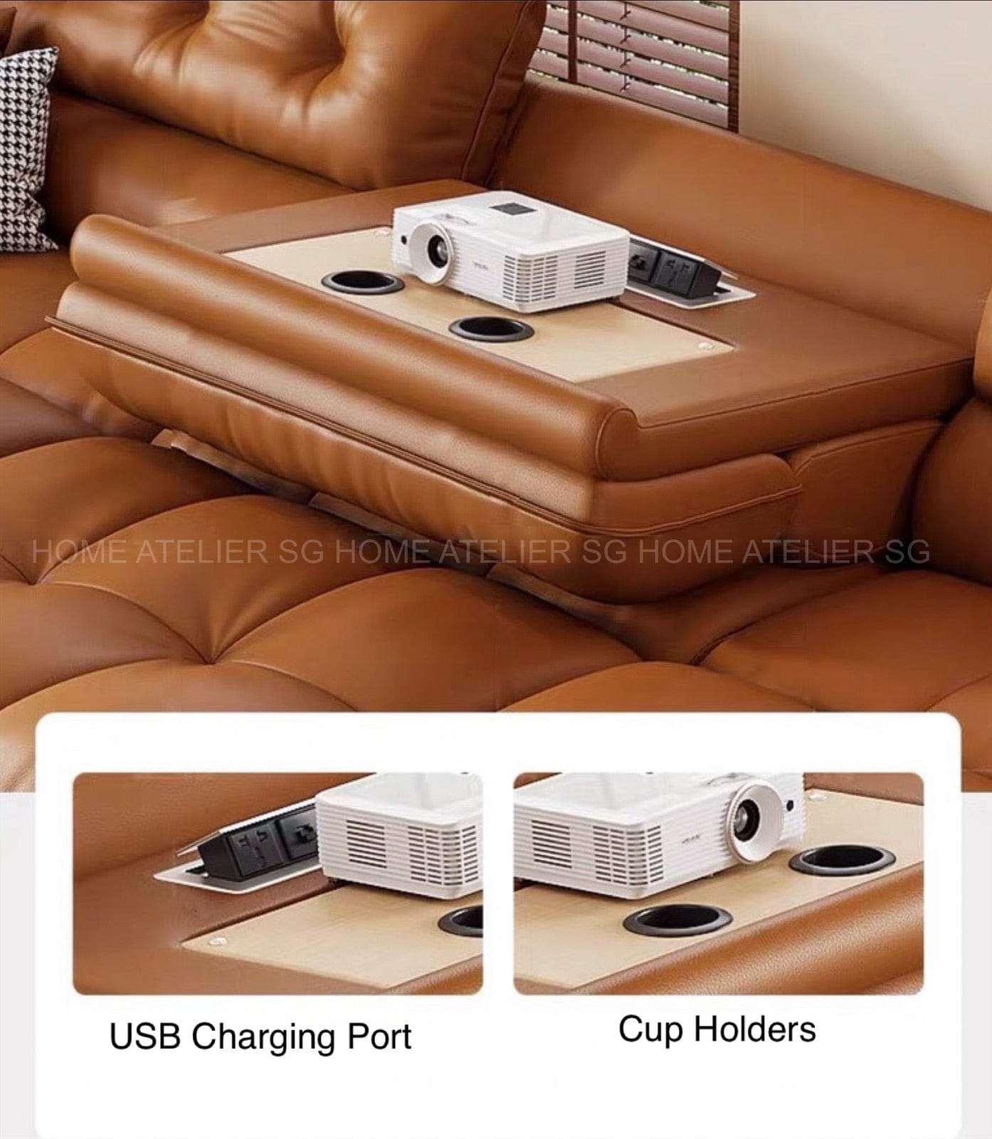 Home Atelier Monte Electric Motorized Leather Sofa Bed