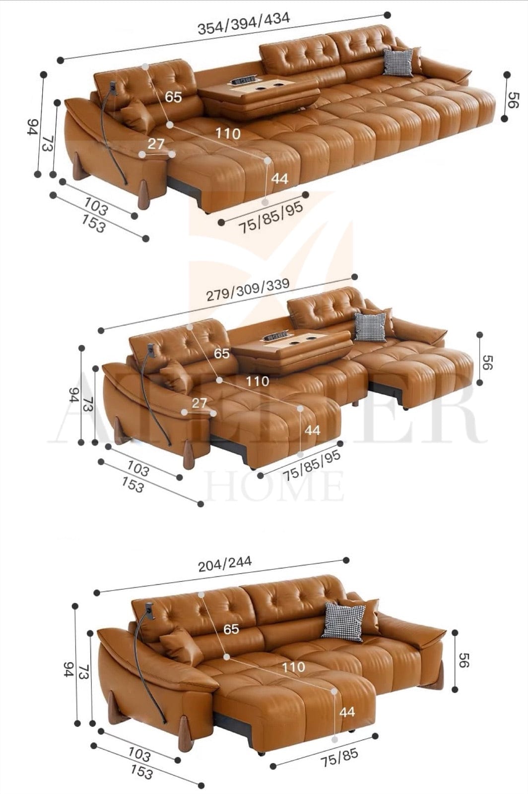 Home Atelier Monte Electric Motorized Leather Sofa Bed