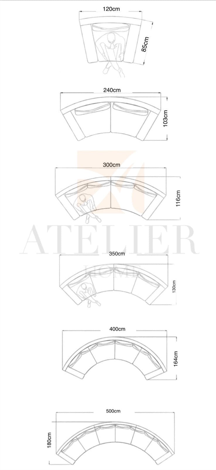 Home Atelier Naomi Sectional Curve Sofa