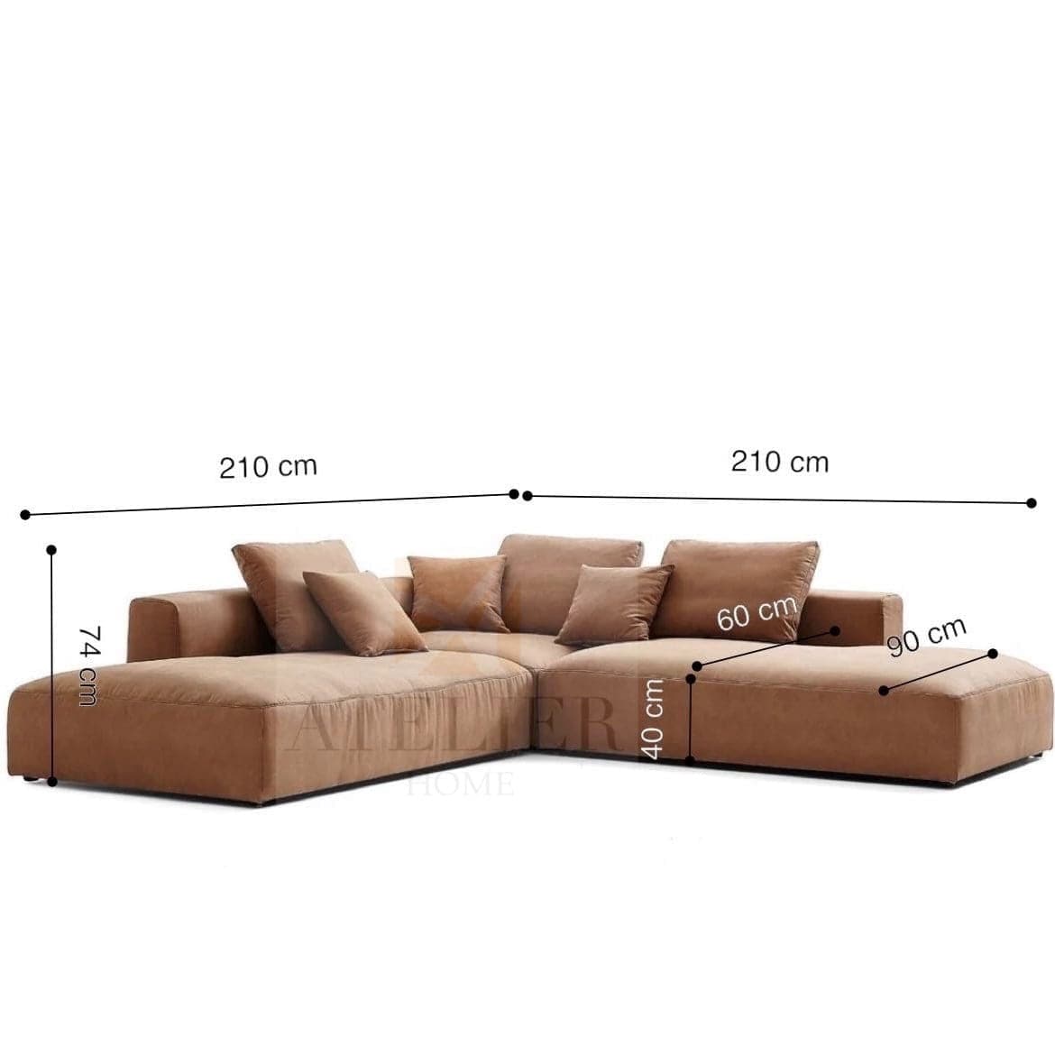 Home Atelier Nathan Sectional Open Chaise Sofa