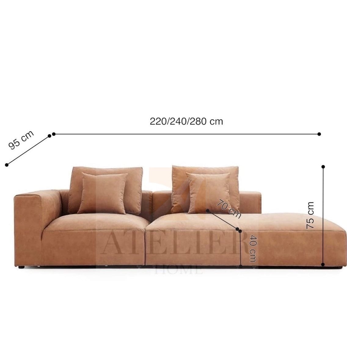 Home Atelier Nathan Sectional Side Chaise Sofa