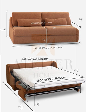 Home Atelier Nervin Foldable Sofa Bed with Mattress