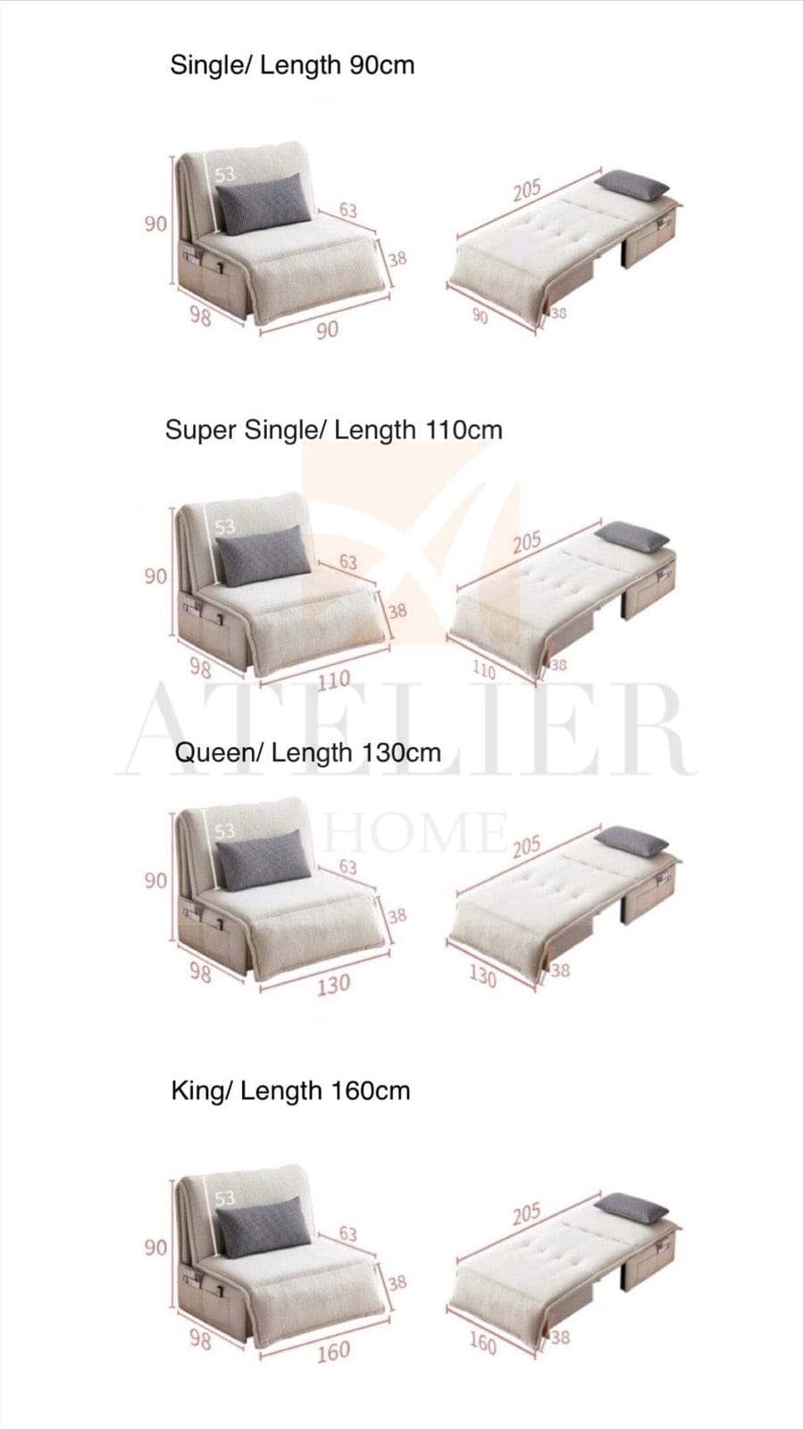 Home Atelier Omari Boucle Electric Sofa Bed