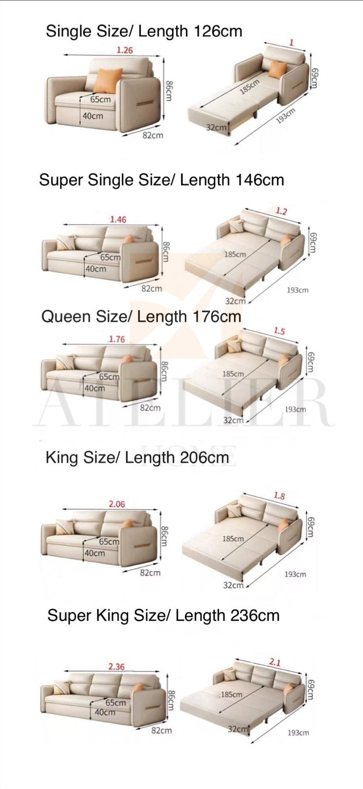 Home Atelier Penne Water Resistant Storage Sofa Bed