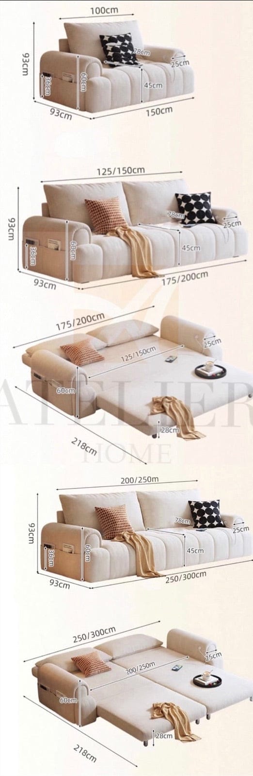 Home Atelier Penny Scratch Resistant Foldable Sofa Bed