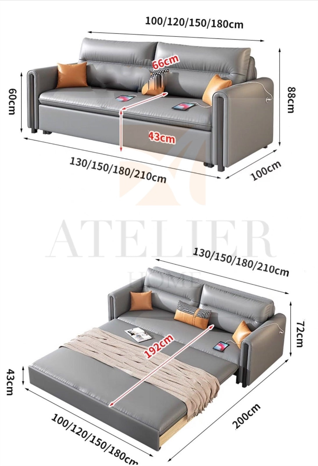Home Atelier Percy Electric Sofa Bed