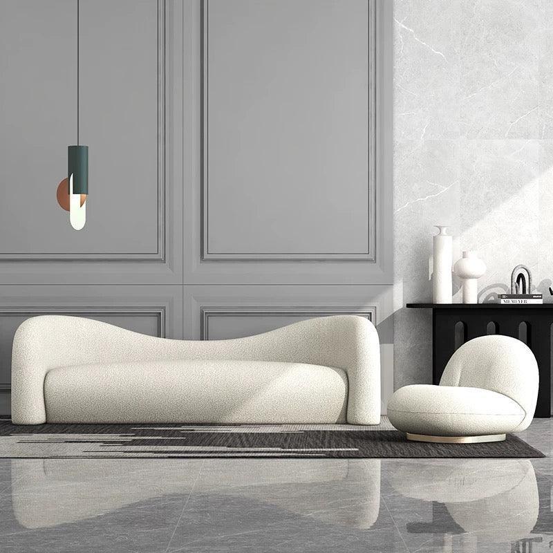 Home Atelier Performance Boucle Fabric / 1 seater/ No Armrest / White Anthea Performance Boucle Curve Sofa