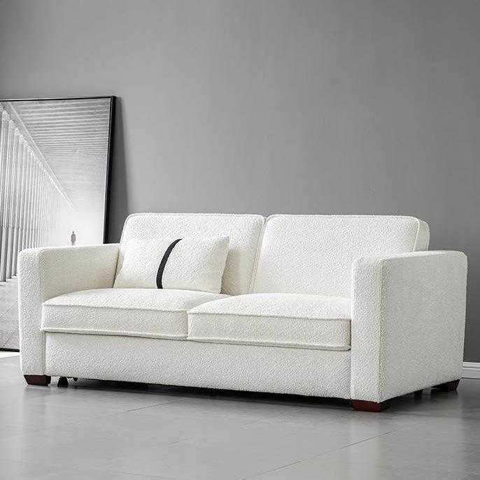 Home Atelier Performance Boucle Fabric / 2 seater/ Single Size / White Allison Performance Boucle Foldable Sofa Bed with Mattress