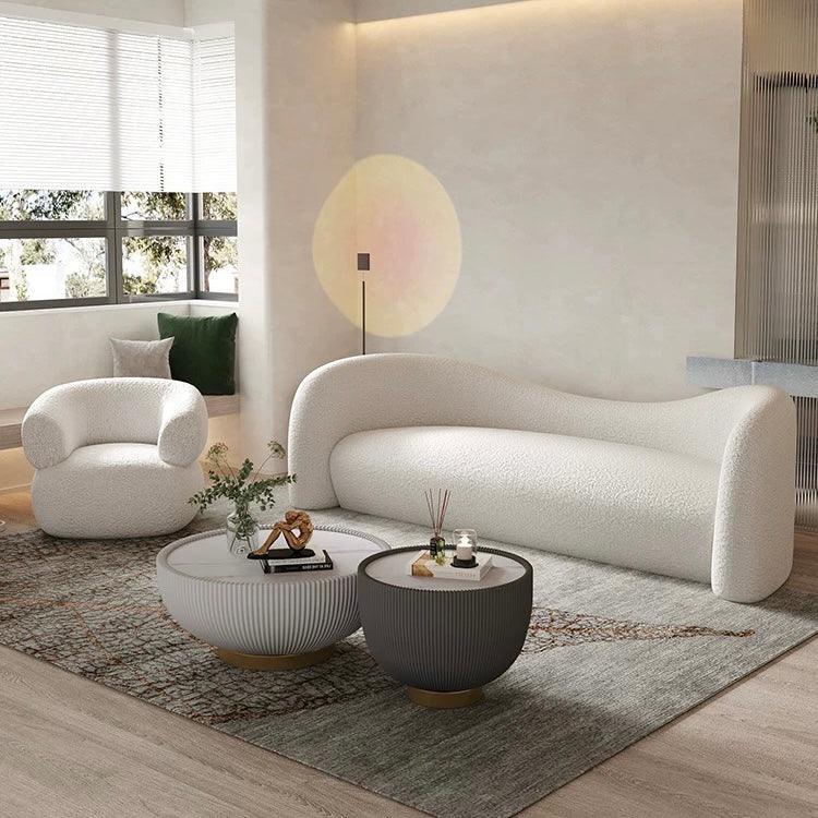 Home Atelier Performance Boucle Fabric / 3 seater/ Length 210cm / White Anthea Performance Boucle Curve Sofa