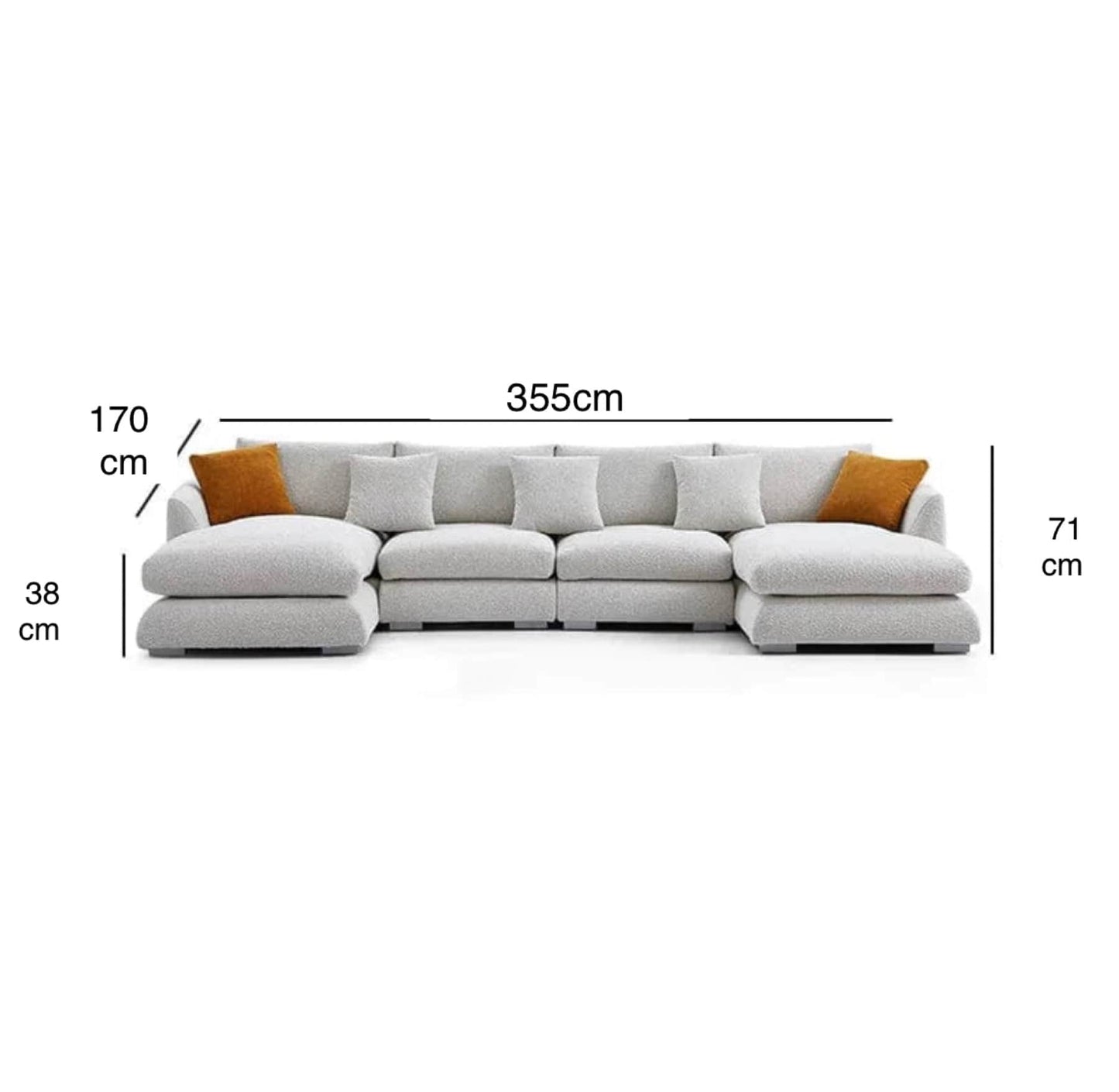 Home Atelier Performance Boucle Fabric / L355cm U-shape / White Maison Performance Boucle Sectional U-shape Sofa