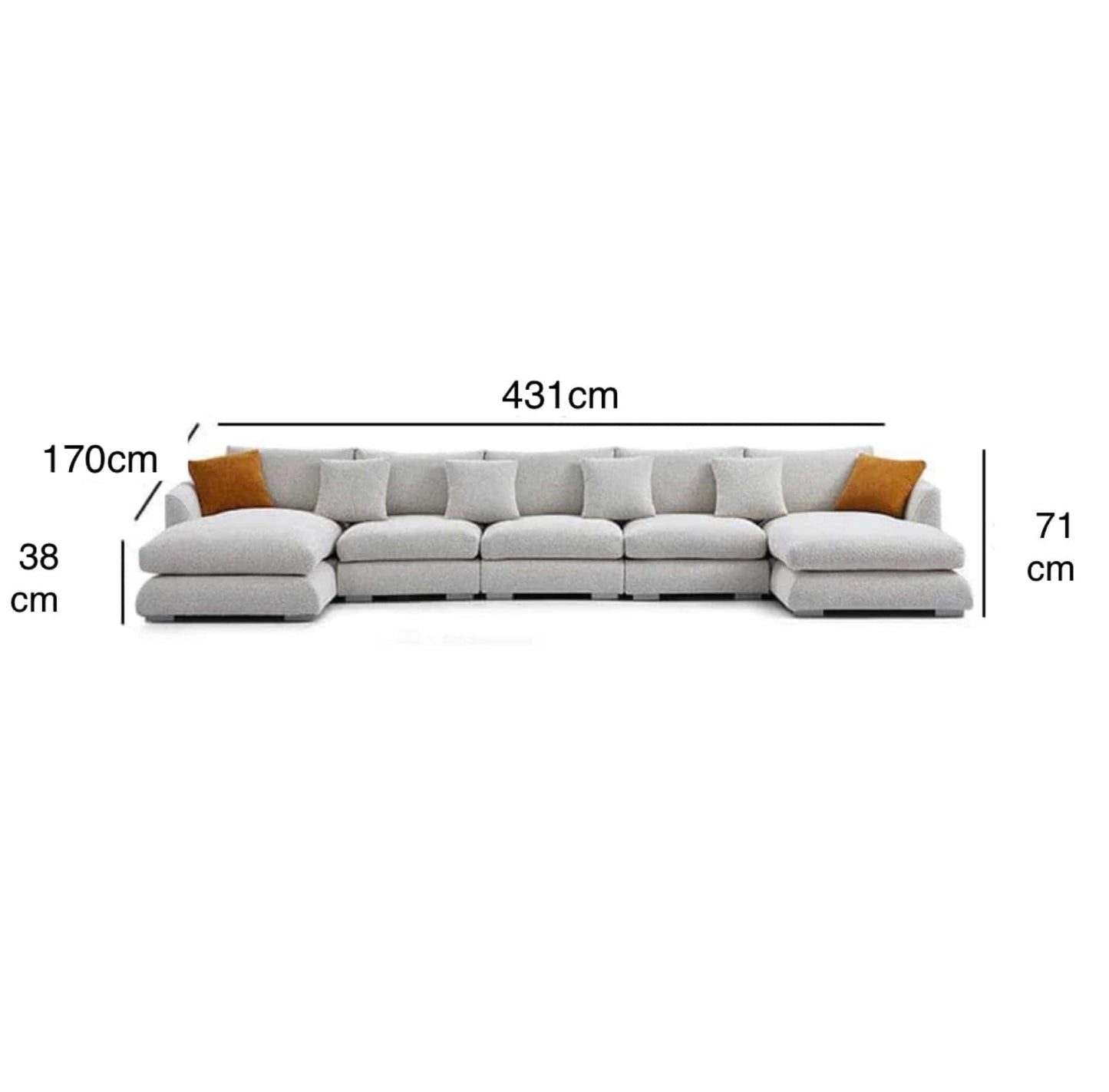 Home Atelier Performance Boucle Fabric / L431cm U-shape / White Maison Performance Boucle Sectional U-shape Sofa