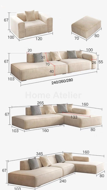 Home Atelier Pisca Scratch Resistant Sectional Sofa
