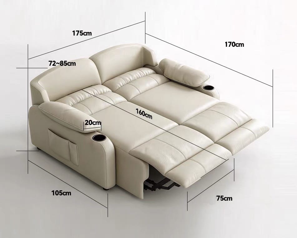 Home Atelier Power Electric Sleeper Chair Bed Radisson Genuine Leather Electric Recliner Lounge Sofa Bed