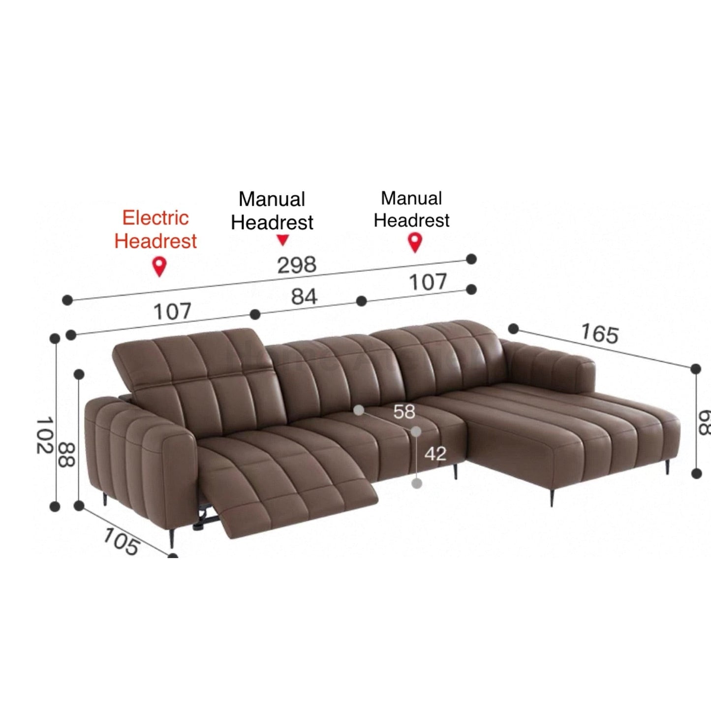 Home Atelier Ramier Electric Recliner Leather Sofa