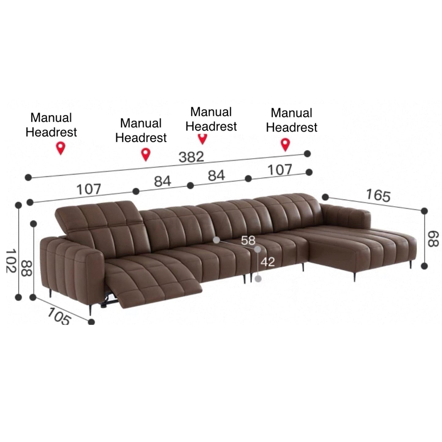 Home Atelier Ramier Electric Recliner Leather Sofa