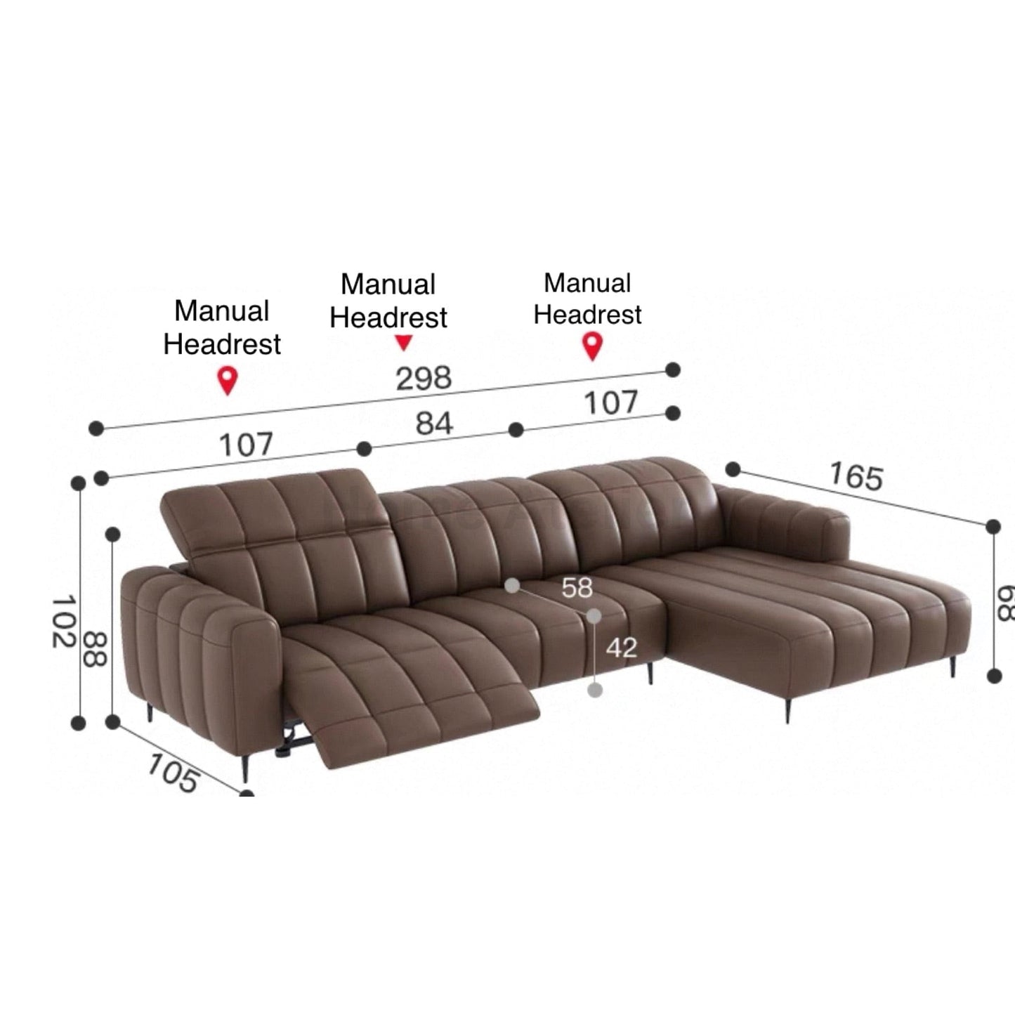 Home Atelier Ramier Electric Recliner Leather Sofa