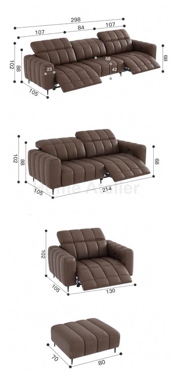 Home Atelier Ramier Electric Recliner Leather Sofa