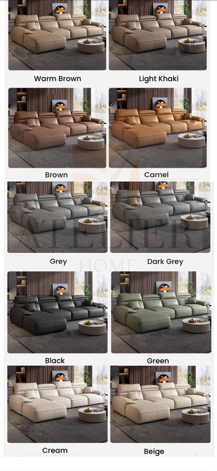Home Atelier Reimus Leather Sectional Sofa