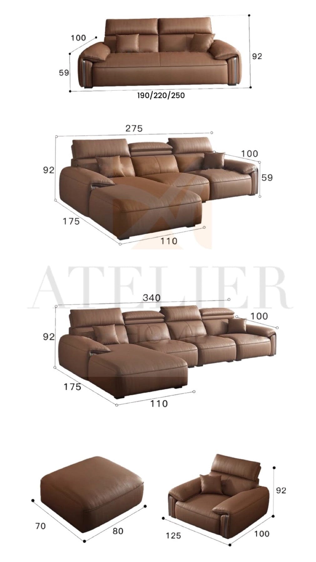 Home Atelier Reimus Leather Sectional Sofa