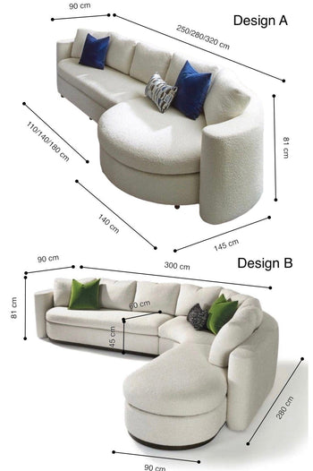 Home Atelier Ricca Designer Sectional Round Chaise Sofa