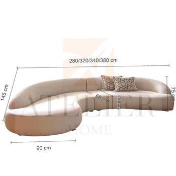Home Atelier Ridley Scratch Resistant Sectional Curve Sofa
