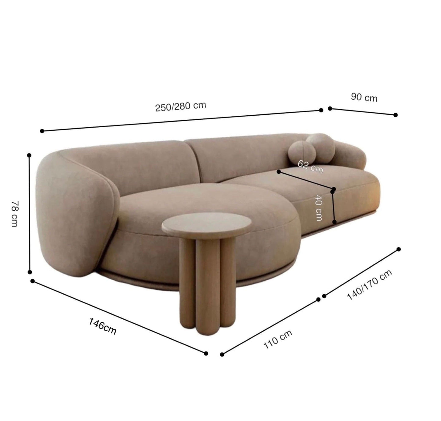 Home Atelier Rigella Sectional Curve Sofa