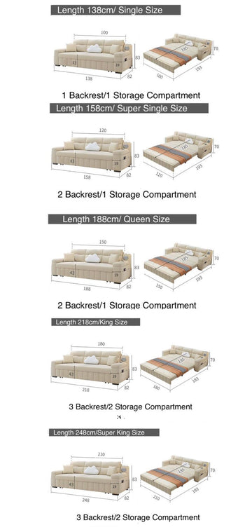 Home Atelier Riley Pull-out Storage Sofa Bed