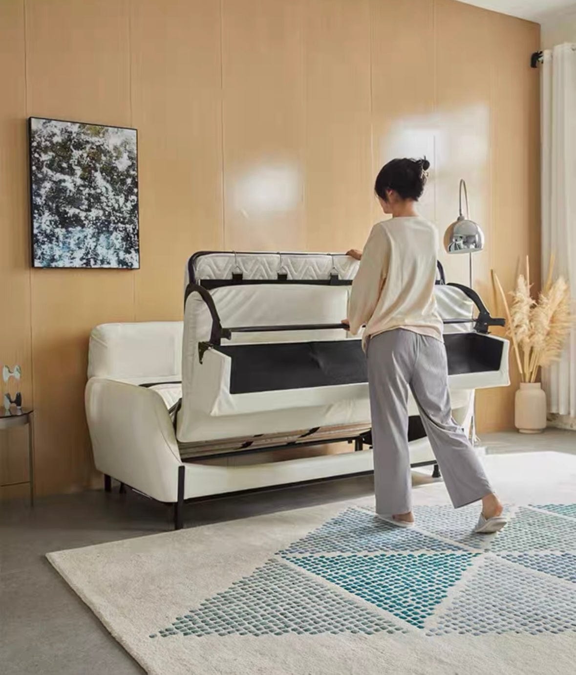 Home Atelier Rollen Leather Foldable Sofa Bed with Mattress