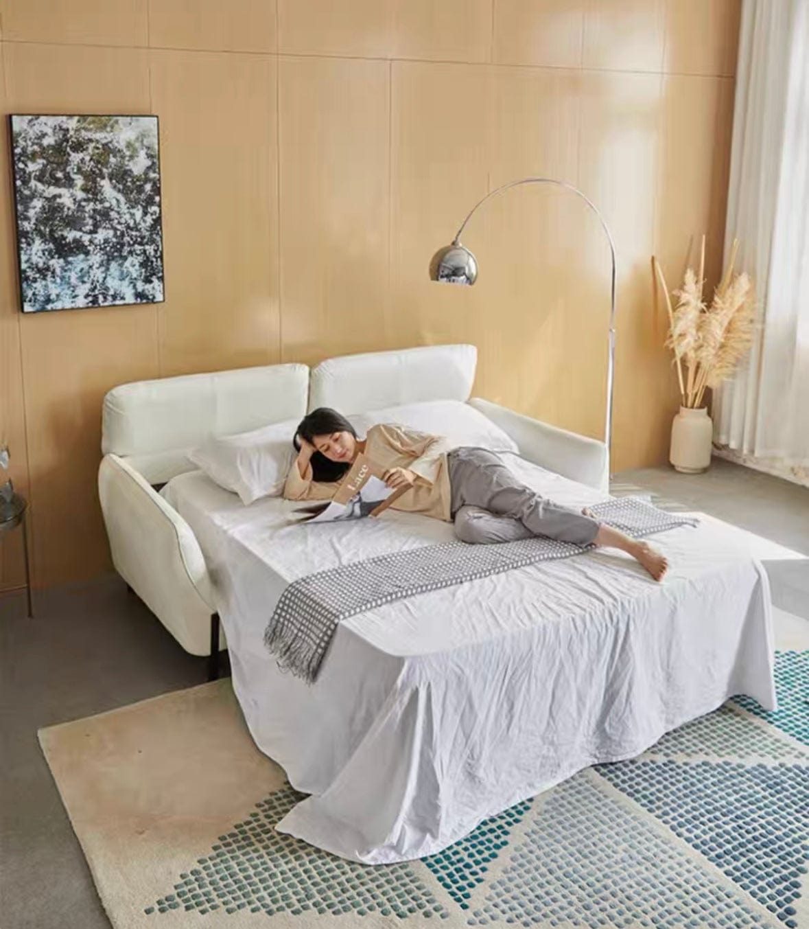 Home Atelier Rollen Leather Foldable Sofa Bed with Mattress