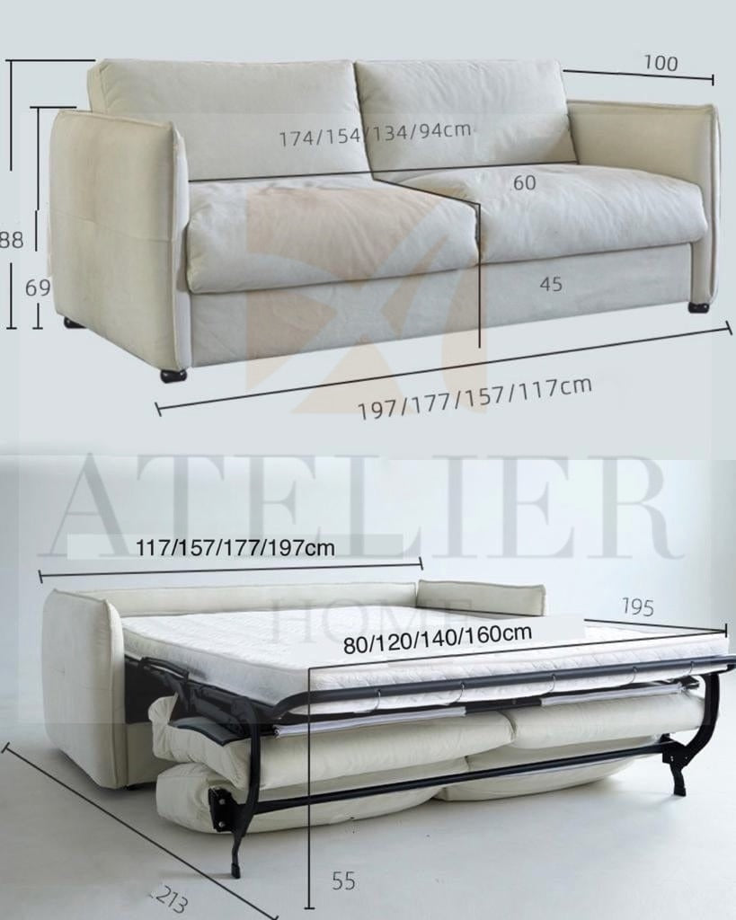 Home Atelier Ron Foldable Sofa Bed with Mattress