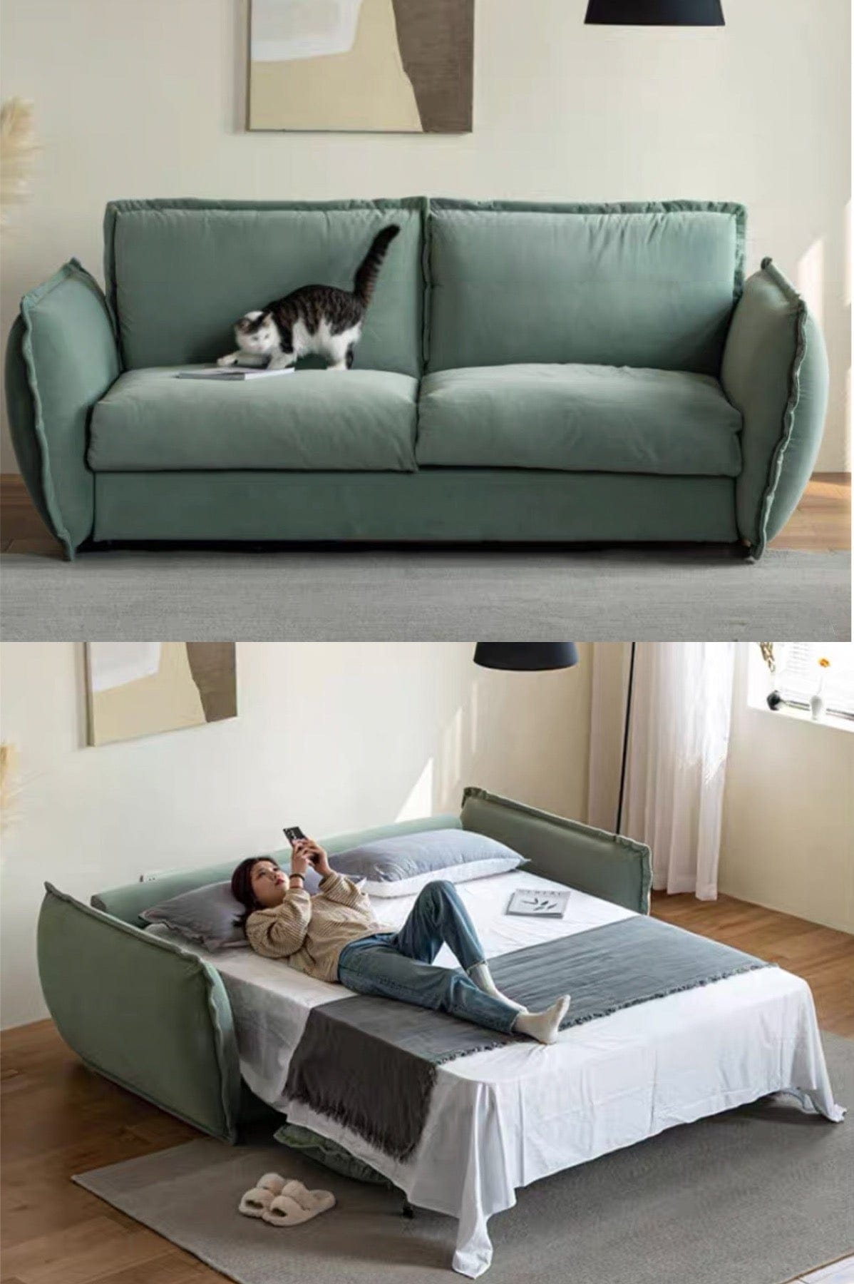 Home Atelier Rydler Performance Boucle Foldable Sofa Bed with Mattress